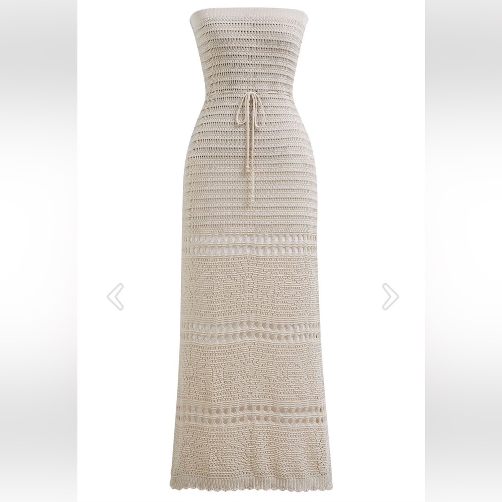 Chicwish Cream Crochet Off-Shoulder Maxi Dress - Picture 4 of 10